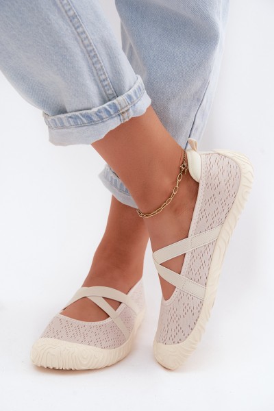 Sporty Ballerinas with Elastic Straps Artiker 58C1902 Light Beige