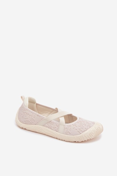 Sporty Ballerinas with Elastic Straps Artiker 58C1902 Light Beige 2