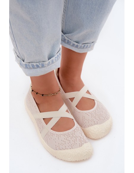Sporty Ballerinas with Elastic Straps Artiker 58C1902 Light Beige
