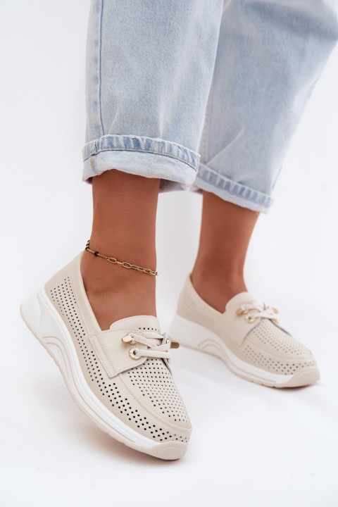 Open Slip-On Shoes Made of Natural Leather Artiker 58C0478 Beige