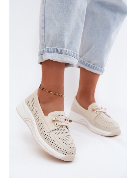 Open Slip-On Shoes Made of Natural Leather Artiker 58C0478 Beige