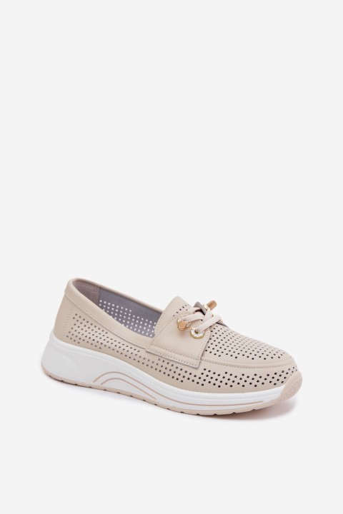 Open Slip-On Shoes Made of Natural Leather Artiker 58C0478 Beige