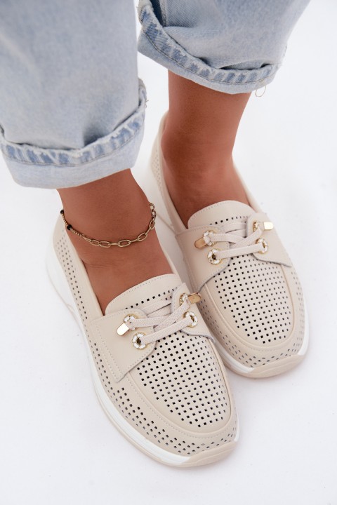 Open Slip-On Shoes Made of Natural Leather Artiker 58C0478 Beige
