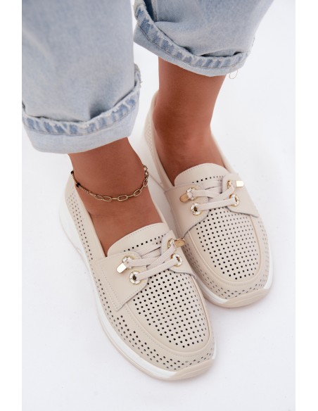 Open Slip-On Shoes Made of Natural Leather Artiker 58C0478 Beige