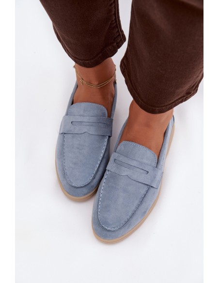 Women's loafers from eco suede blue Renelia