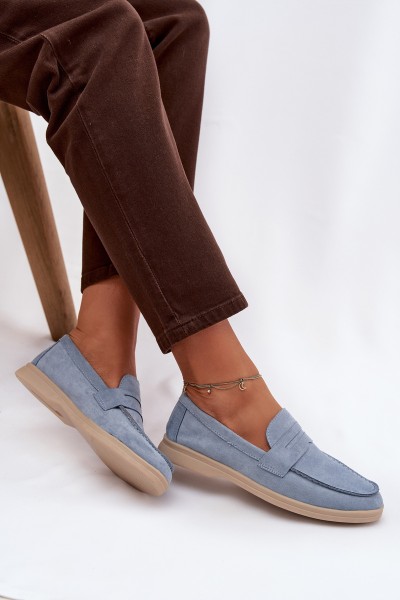 Women's loafers from eco suede blue Renelia 2