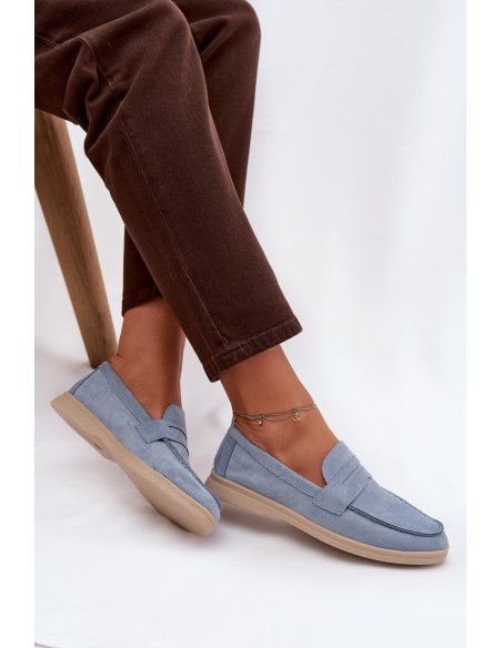 Women's loafers from eco suede blue Renelia
