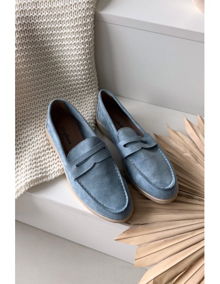 Women's loafers from eco suede blue Renelia