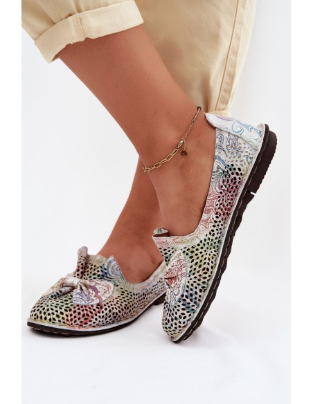 Leather Perforated Ballerinas With Bow Artiker 58C3481 Multicolor