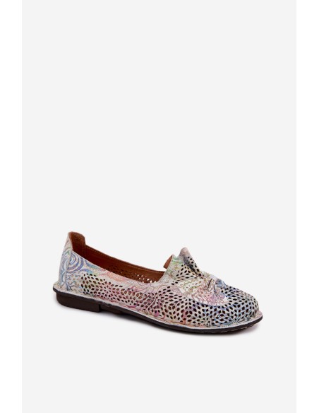 Leather Perforated Ballerinas With Bow Artiker 58C3481 Multicolor