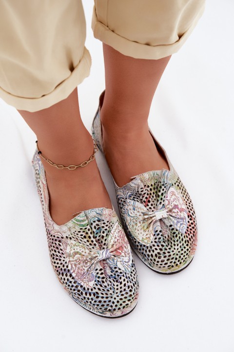 Leather Perforated Ballerinas With Bow Artiker 58C3481 Multicolor