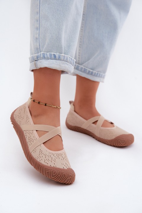 Sports Ballet Flats with Elastic Straps Artiker 58C1903 Beige