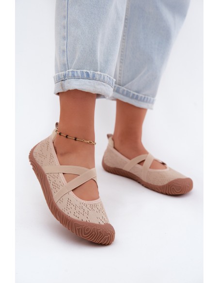 Sports Ballet Flats with Elastic Straps Artiker 58C1903 Beige