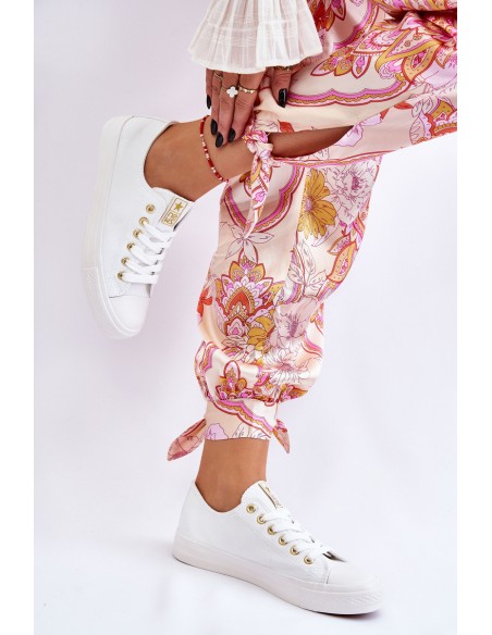 Women's Classic Sneakers White And Gold Ecoma