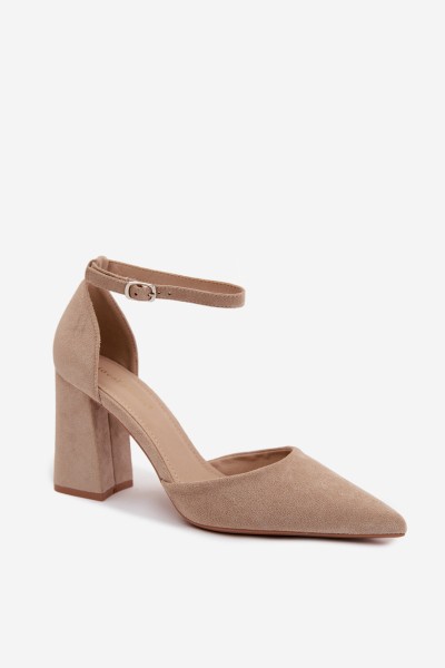 Beige Block Heel Shoes Selvra