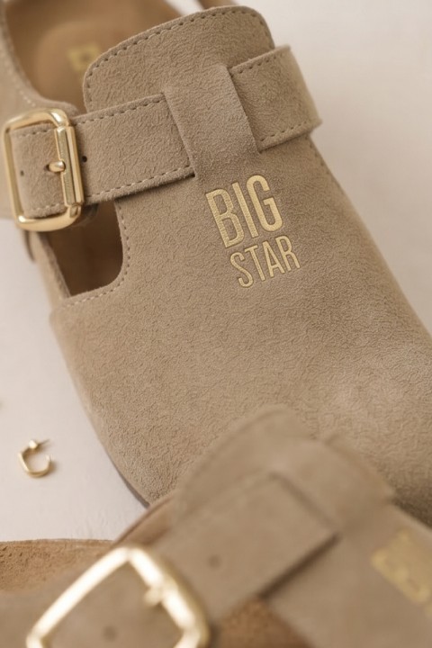 Women's Sandals Made of Natural Suede Big Star TT274542 Beige