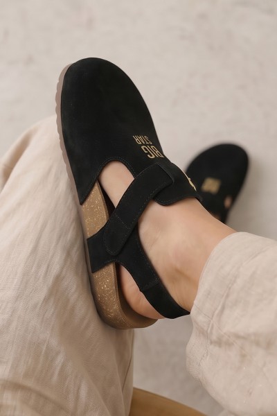 Women's Natural Suede Sandals Big Star TT274544 Black