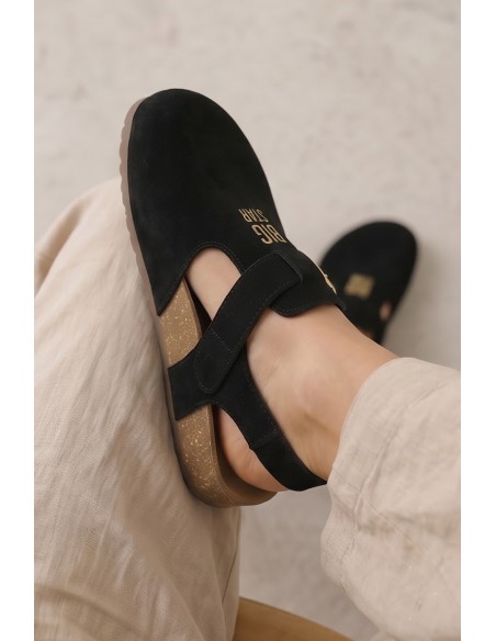 Women's Natural Suede Sandals Big Star TT274544 Black