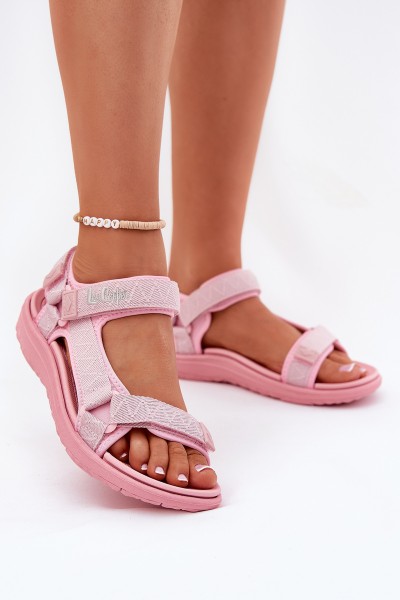 Ladies Fabric Sandals With Velcro Lee Cooper LCW-25-34-3561L Pink