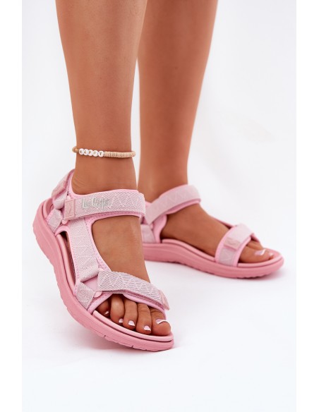 Ladies Fabric Sandals With Velcro Lee Cooper LCW-25-34-3561L Pink