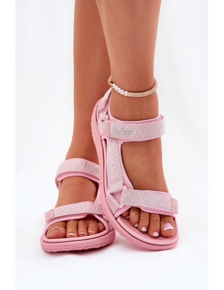 Ladies Fabric Sandals With Velcro Lee Cooper LCW-25-34-3561L Pink