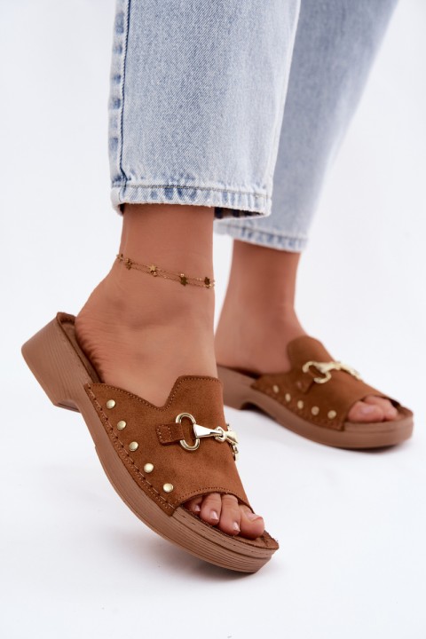 Inblu Women's Suede Slides TF0002KU Camel