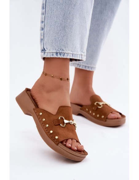 Inblu Women's Suede Slides TF0002KU Camel