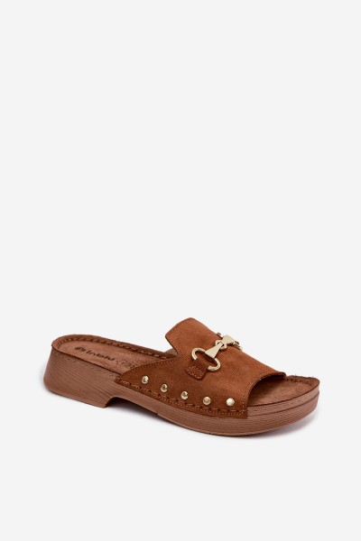 Inblu Women's Suede Slides TF0002KU Camel 2