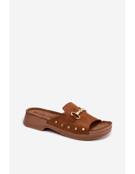 Inblu Women's Suede Slides TF0002KU Camel