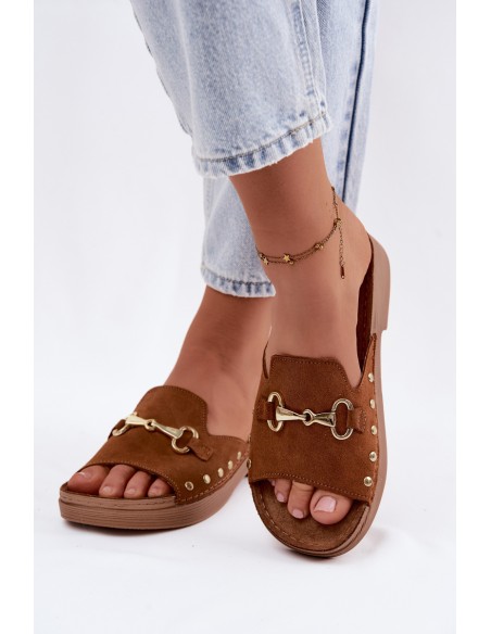 Inblu Women's Suede Slides TF0002KU Camel