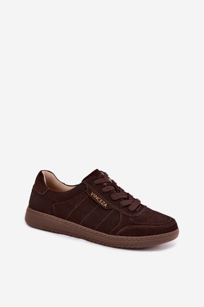 Leather Suede Women's Sneakers Vinceza 79635 Chocolate 2