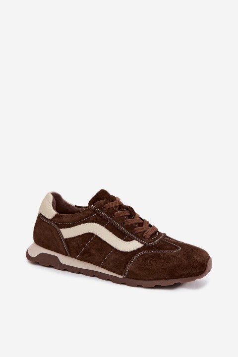 Women's Sports Sneakers Natural Suede 79638 Chocolate