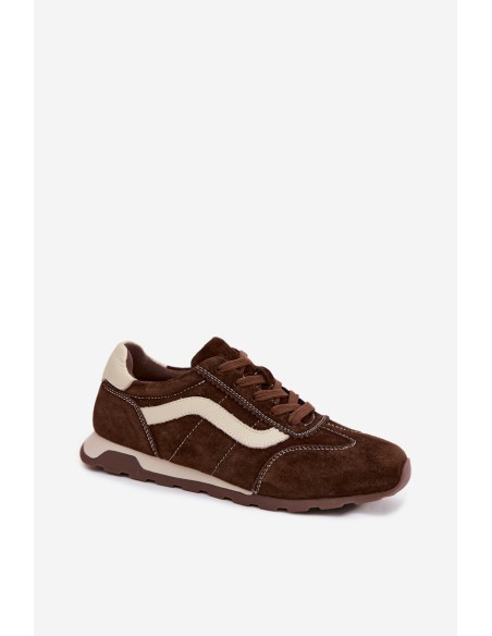 Women's Sports Sneakers Natural Suede 79638 Chocolate