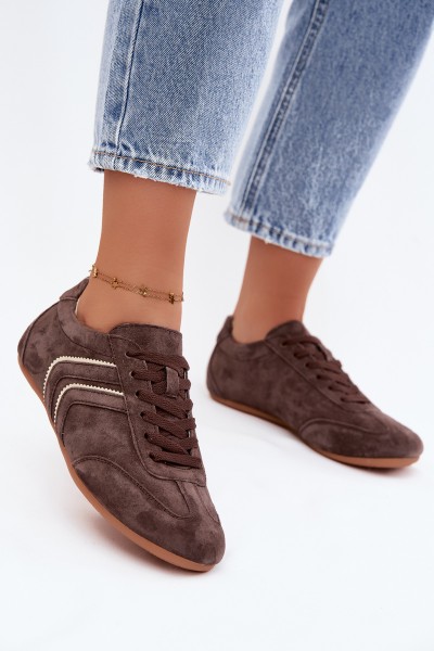 Women's Sneakers Made of Natural Suede Sombra Chocolate