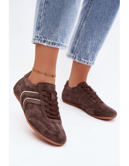 Women's Sneakers Made of Natural Suede Sombra Chocolate