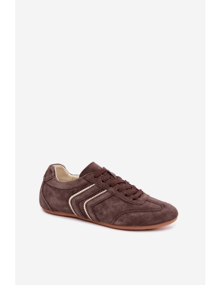 Women's Sneakers Made of Natural Suede Sombra Chocolate