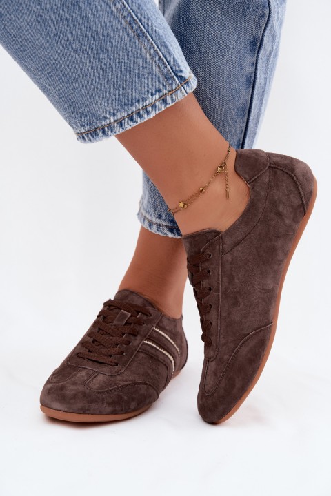 Women's Sneakers Made of Natural Suede Sombra Chocolate