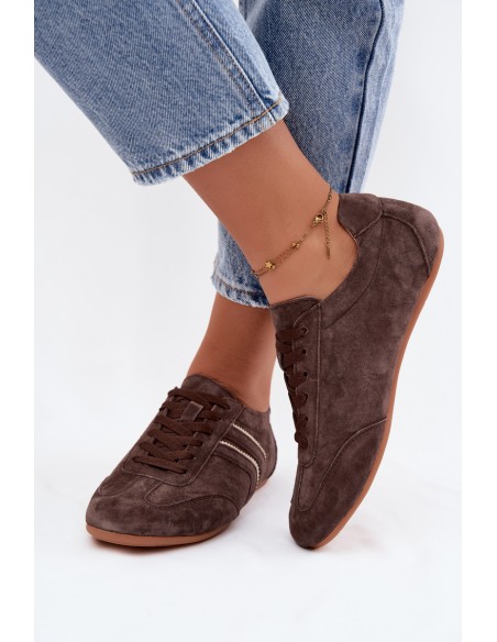 Women's Sneakers Made of Natural Suede Sombra Chocolate