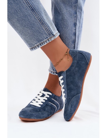 Women's Sneakers Made of Natural Suede Blue Sombra