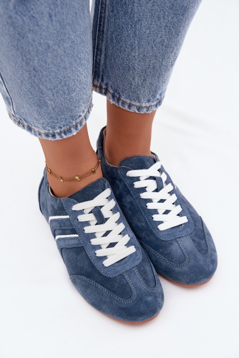 Women's Sneakers Made of Natural Suede Blue Sombra