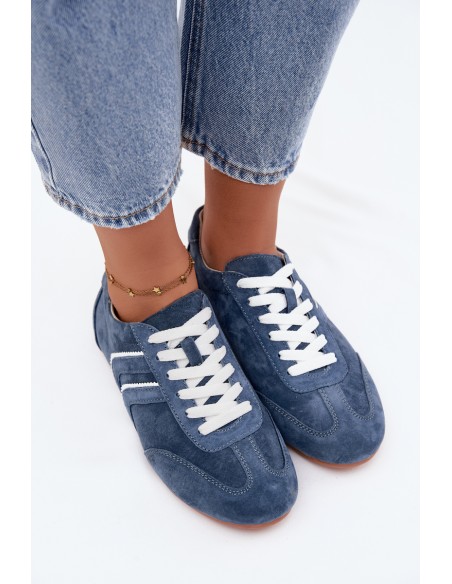 Women's Sneakers Made of Natural Suede Blue Sombra