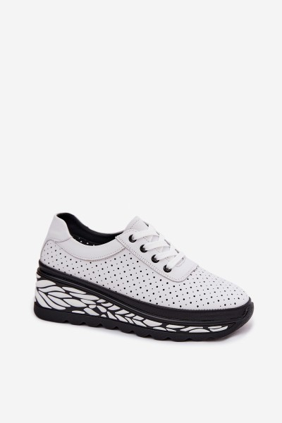 Leather Open Women's Platform Shoes White Morra 2
