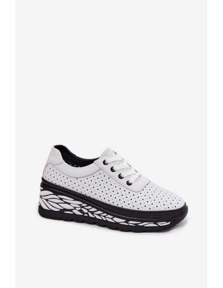Leather Open Women's Platform Shoes White Morra