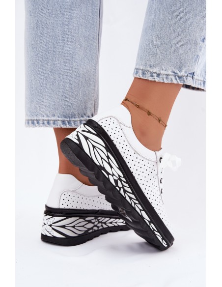 Leather Open Women's Platform Shoes White Morra
