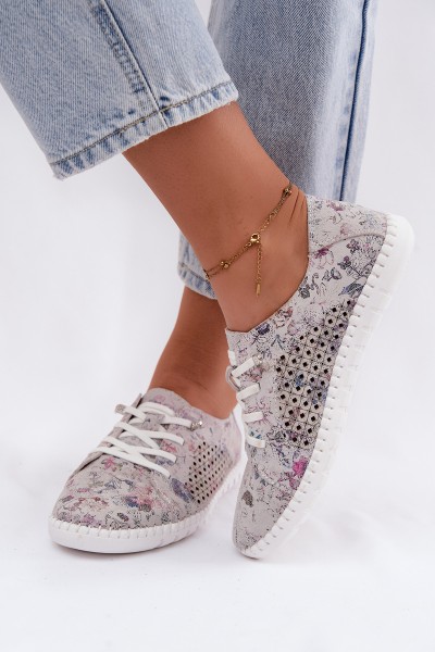 Openwork Patterned Shoes From Natural Suede Multicolor Tenebra