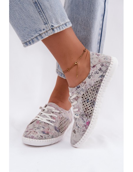 Openwork Patterned Shoes From Natural Suede Multicolor Tenebra