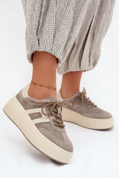 Women's Platform Sneakers With Perforation Grey Umbry