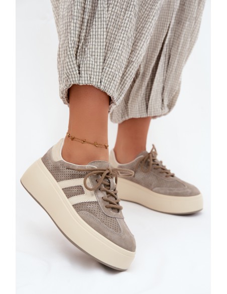 Women's Platform Sneakers With Perforation Grey Umbry