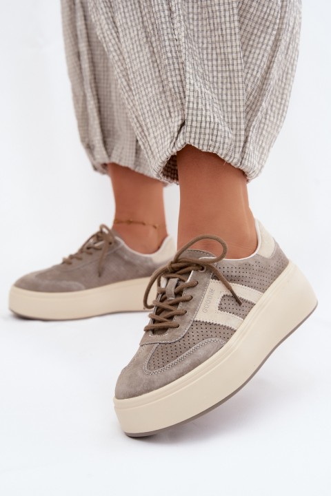 Women's Platform Sneakers With Perforation Grey Umbry