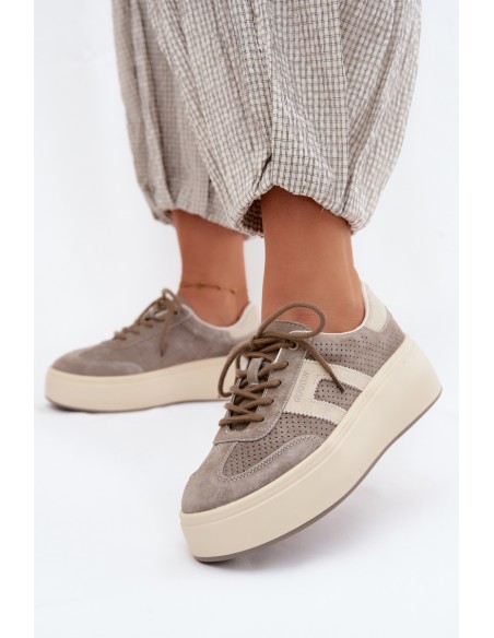 Women's Platform Sneakers With Perforation Grey Umbry